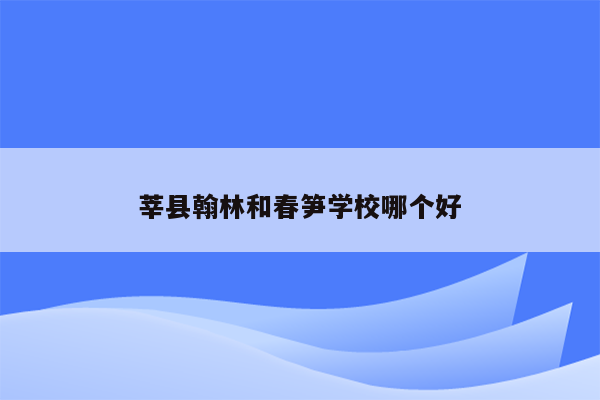 莘县翰林和春笋学校哪个好