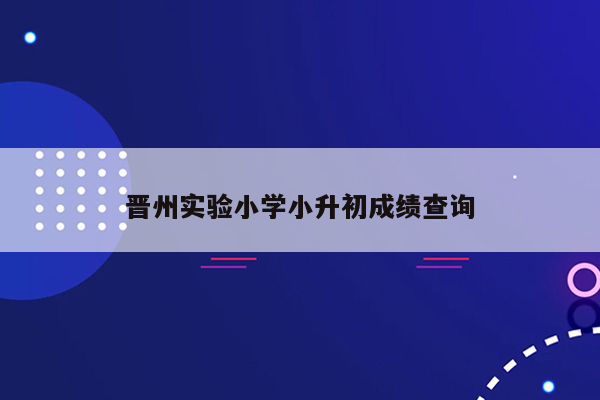 晋州实验小学小升初成绩查询