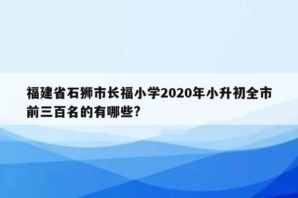 福建省石狮市长福小学2020年小升初全市前三百名的有哪些?