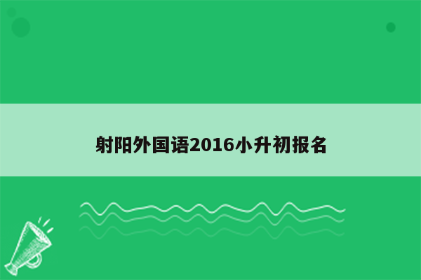 射阳外国语2016小升初报名