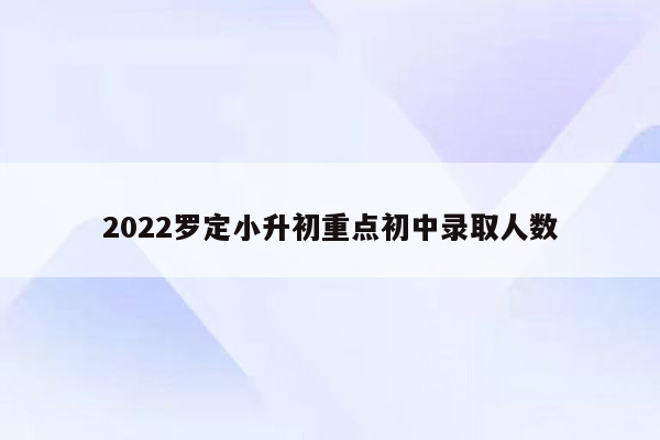 2022罗定小升初重点初中录取人数