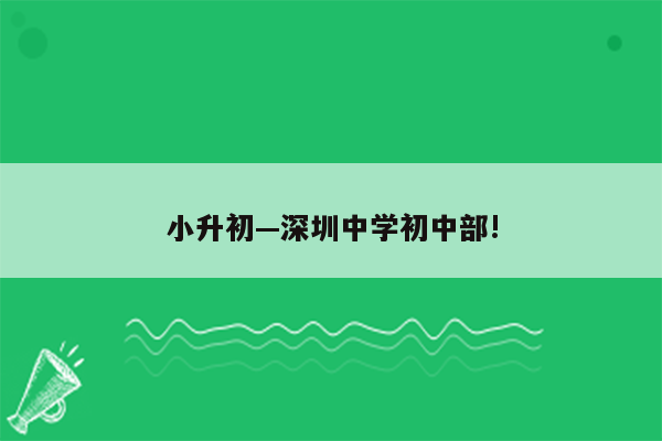 小升初—深圳中学初中部!