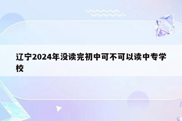 辽宁2024年没读完初中可不可以读中专学校