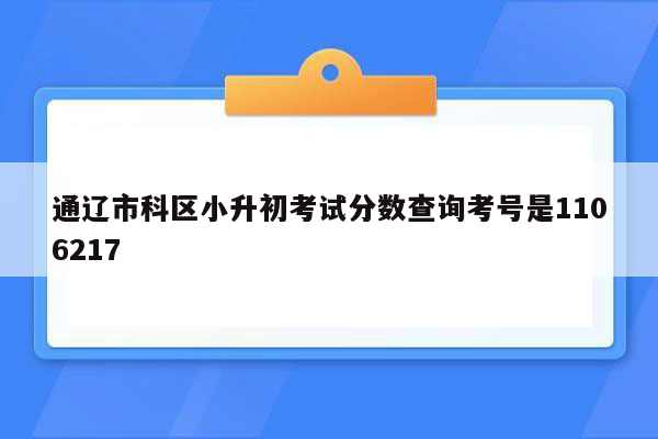 通辽市科区小升初考试分数查询考号是1106217