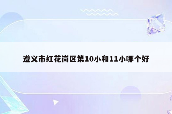 遵义市红花岗区第10小和11小哪个好