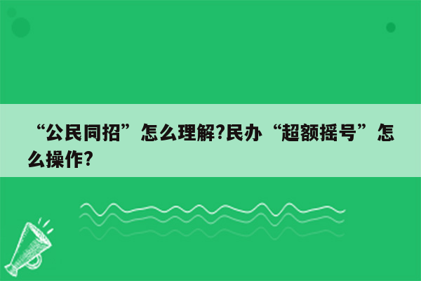 “公民同招”怎么理解?民办“超额摇号”怎么操作?