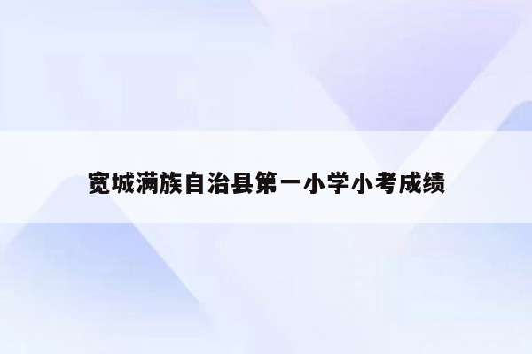 宽城满族自治县第一小学小考成绩