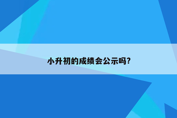 小升初的成绩会公示吗?