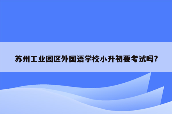 苏州工业园区外国语学校小升初要考试吗?