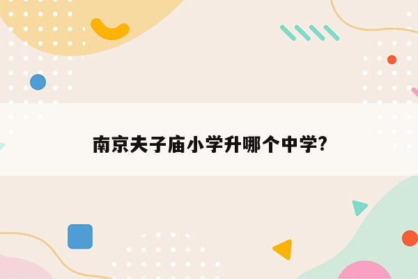 南京夫子庙小学升哪个中学?