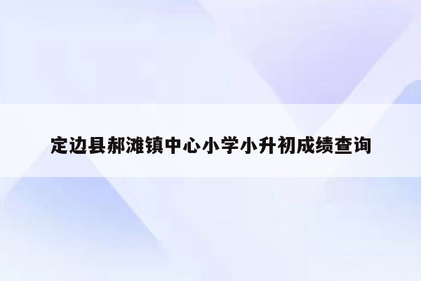 定边县郝滩镇中心小学小升初成绩查询