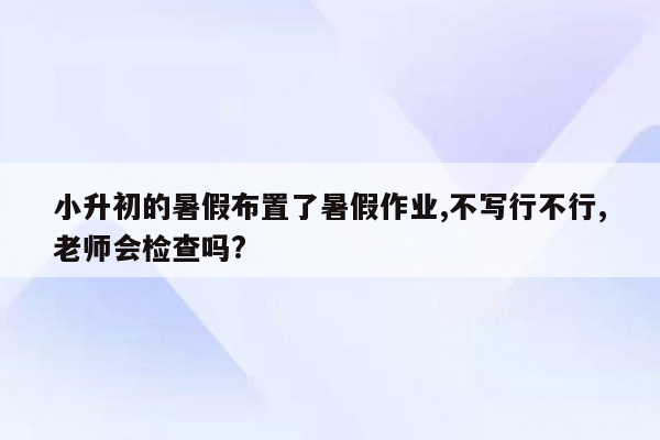 小升初的暑假布置了暑假作业,不写行不行,老师会检查吗?