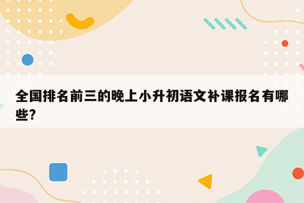 全国排名前三的晚上小升初语文补课报名有哪些?