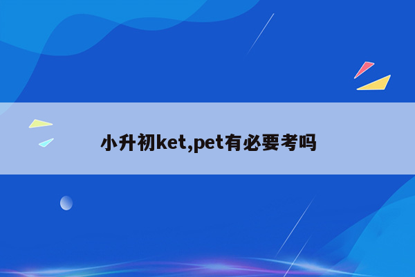 小升初ket,pet有必要考吗