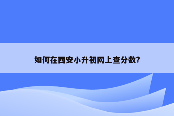 如何在西安小升初网上查分数?