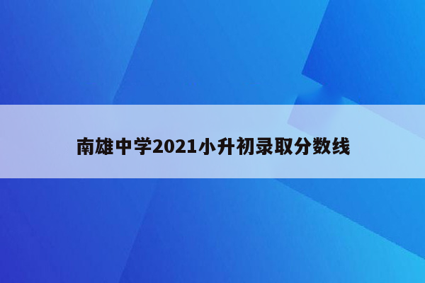 南雄中学2021小升初录取分数线