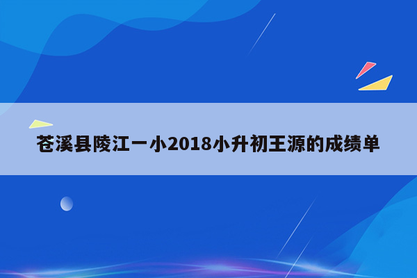 苍溪县陵江一小2018小升初王源的成绩单