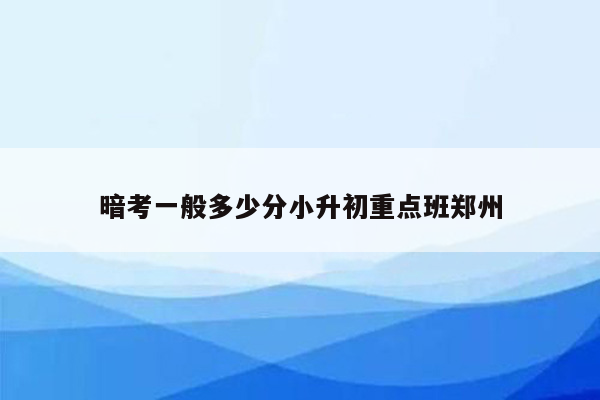 暗考一般多少分小升初重点班郑州