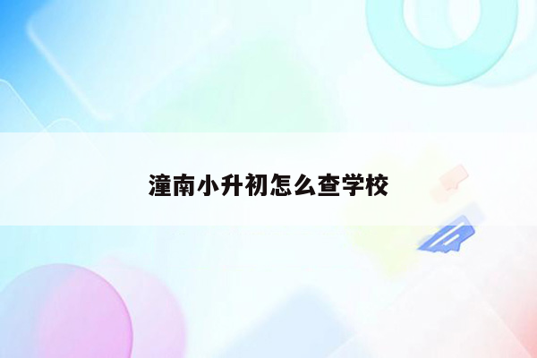 潼南小升初怎么查学校