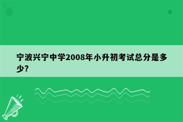 宁波兴宁中学2008年小升初考试总分是多少?