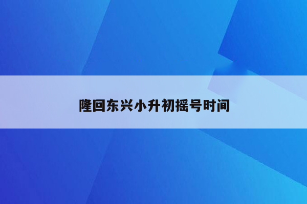 隆回东兴小升初摇号时间