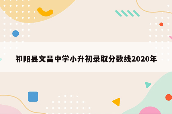 祁阳县文昌中学小升初录取分数线2020年