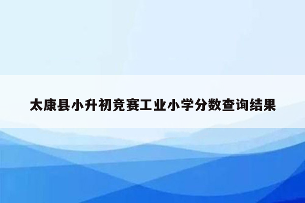 太康县小升初竞赛工业小学分数查询结果