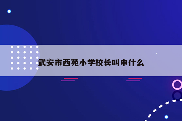 武安市西苑小学校长叫申什么