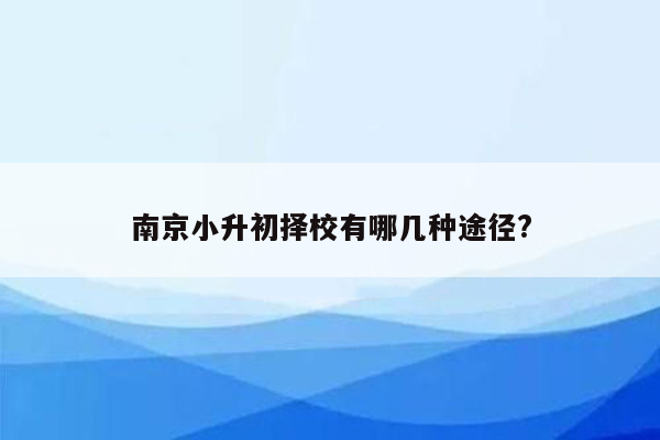 南京小升初择校有哪几种途径?