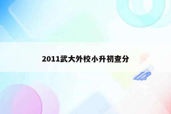 2011武大外校小升初查分