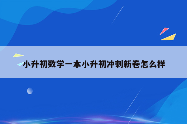 小升初数学一本小升初冲刺新卷怎么样