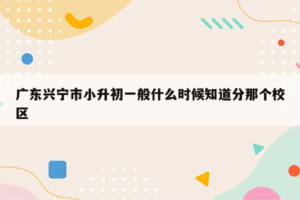 广东兴宁市小升初一般什么时候知道分那个校区