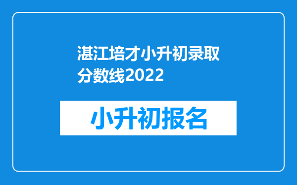 湛江培才小升初录取分数线2022