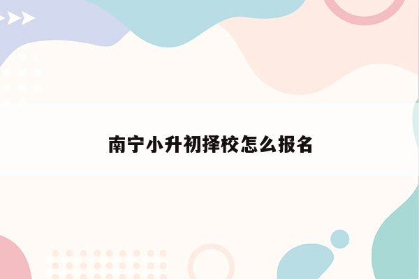 南宁小升初择校怎么报名