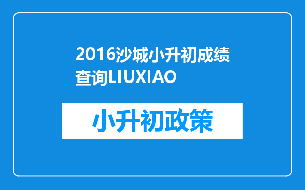 2016沙城小升初成绩查询LIUXIAO