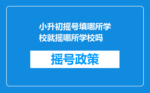 小升初摇号填哪所学校就摇哪所学校吗