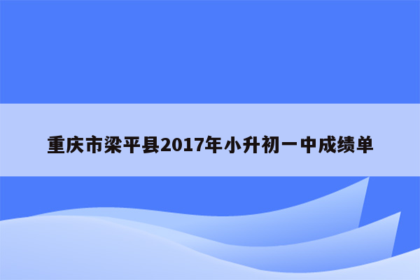 重庆市梁平县2017年小升初一中成绩单