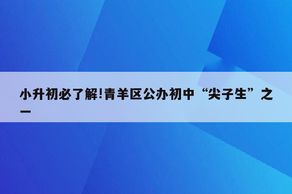 小升初必了解!青羊区公办初中“尖子生”之一