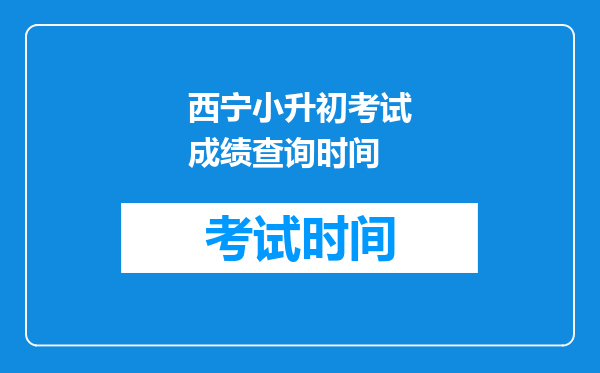 西宁小升初考试成绩查询时间