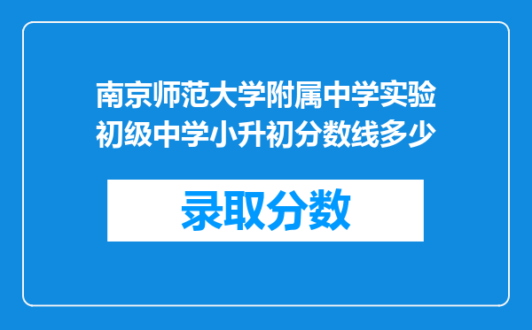 南京师范大学附属中学实验初级中学小升初分数线多少