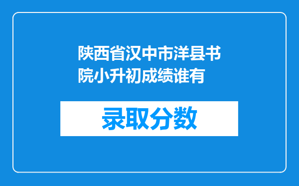 陕西省汉中市洋县书院小升初成绩谁有