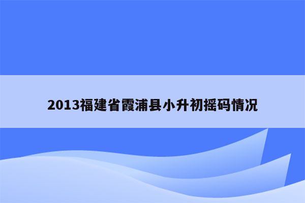 2013福建省霞浦县小升初摇码情况