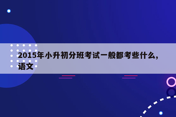 2015年小升初分班考试一般都考些什么,语文