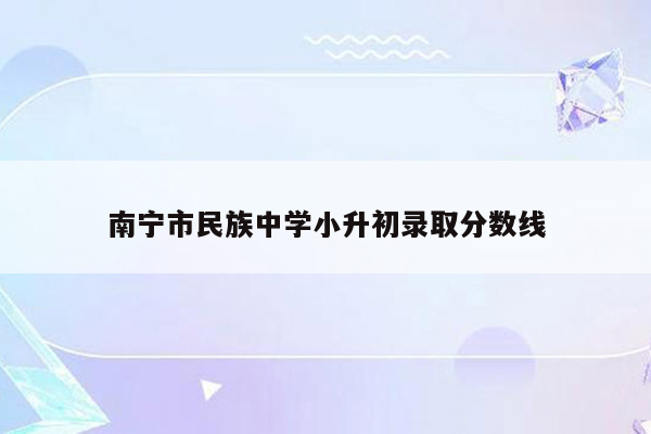 南宁市民族中学小升初录取分数线