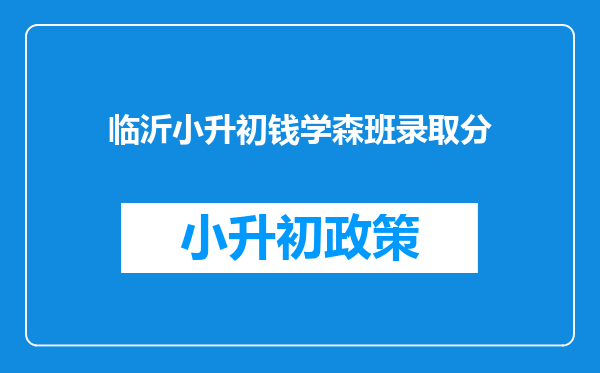 临沂小升初钱学森班录取分