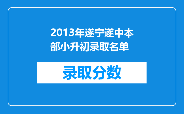 2013年遂宁遂中本部小升初录取名单