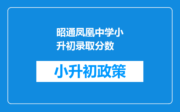 昭通凤凰中学小升初录取分数