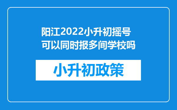 阳江2022小升初摇号可以同时报多间学校吗