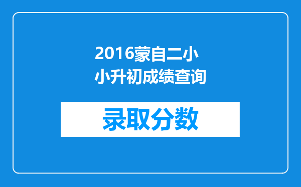 2016蒙自二小小升初成绩查询