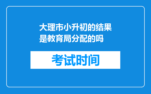 大理市小升初的结果是教育局分配的吗